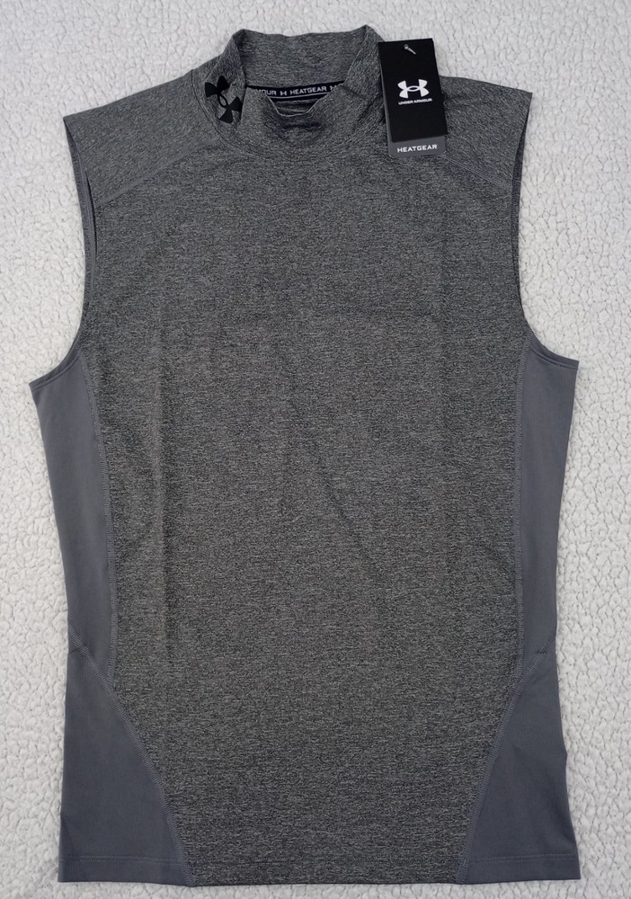 Under Armour HeatGear Mock Sleeveless Performance Compression Shirt Gray Size XL