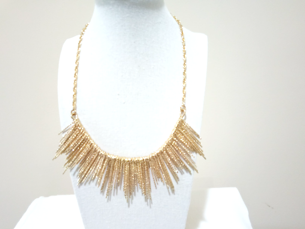 Gold Tone Fringed Choker 20