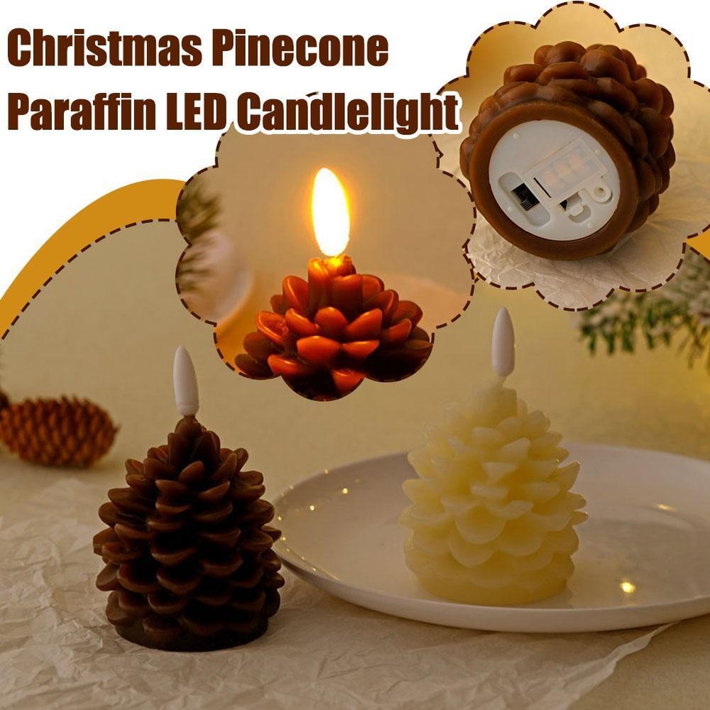 Christmas Cone Pinecone Candle Light LED Flameless Candle Ornaments Party D C1X9
