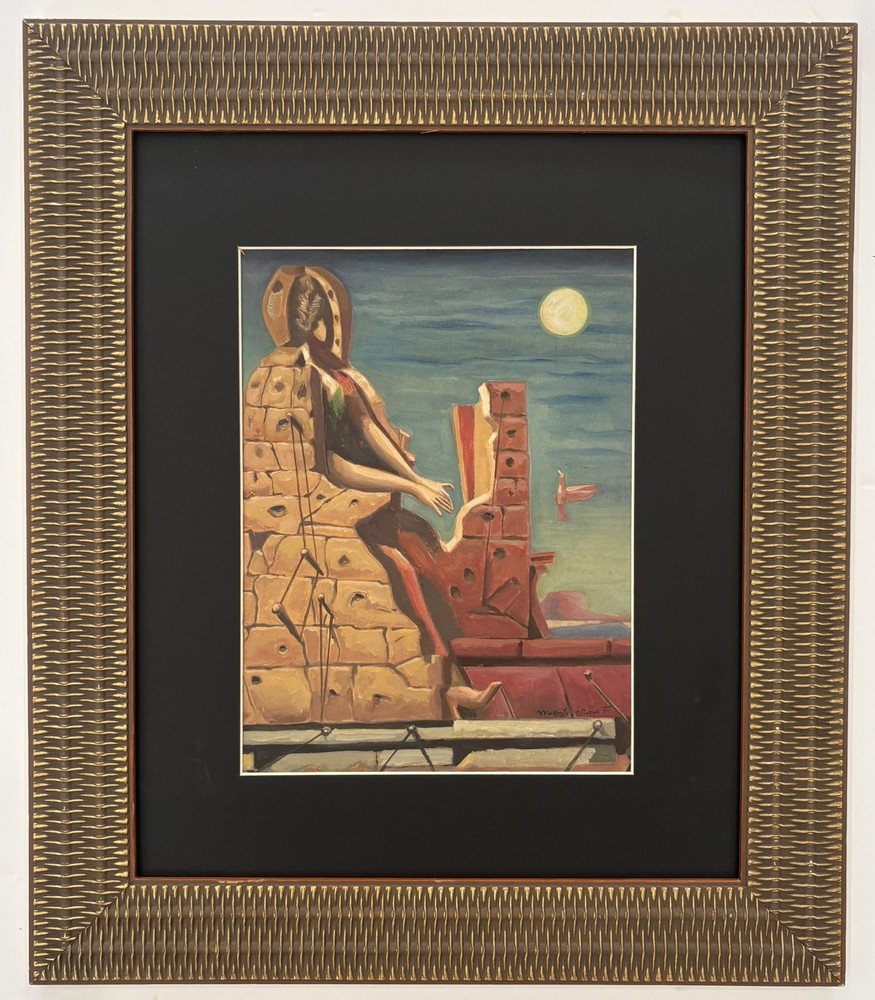 Max Ernst 1891-1976  Goache/ watercolor on paper in the style of signed,Framed.