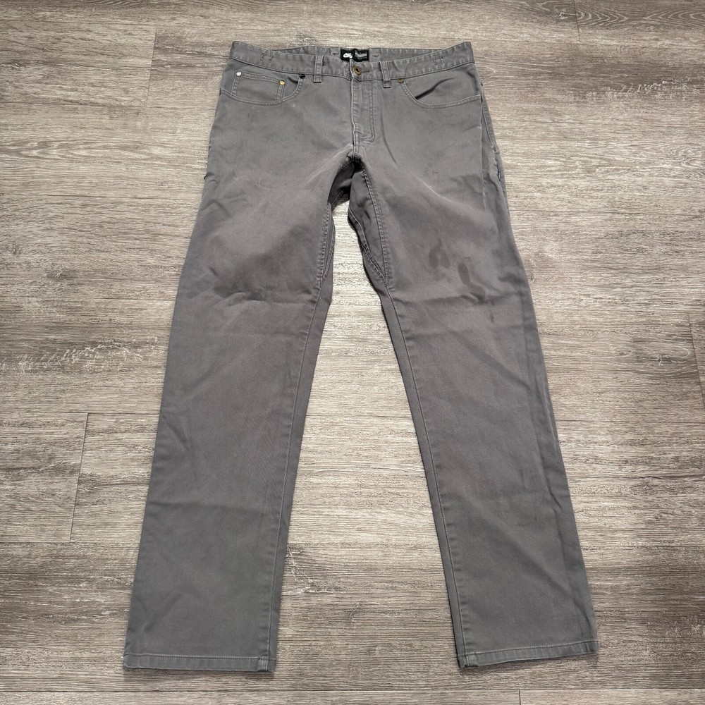 Nike SB Pants Mens 36 Gray Chino Skate 36x31 Straight Skater Casual Minimal