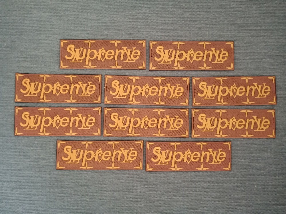 10 pcs Fashion Brown Su preme Badge Sew Iron on Embroidered Patch or Sew on Hat