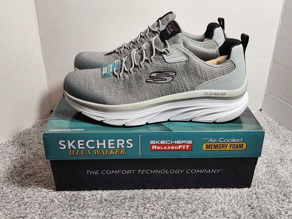 Skechers D'Lux Walker Pensive Walking Shoes Sneakers Mens 12 Extra Wide Fit Gray
