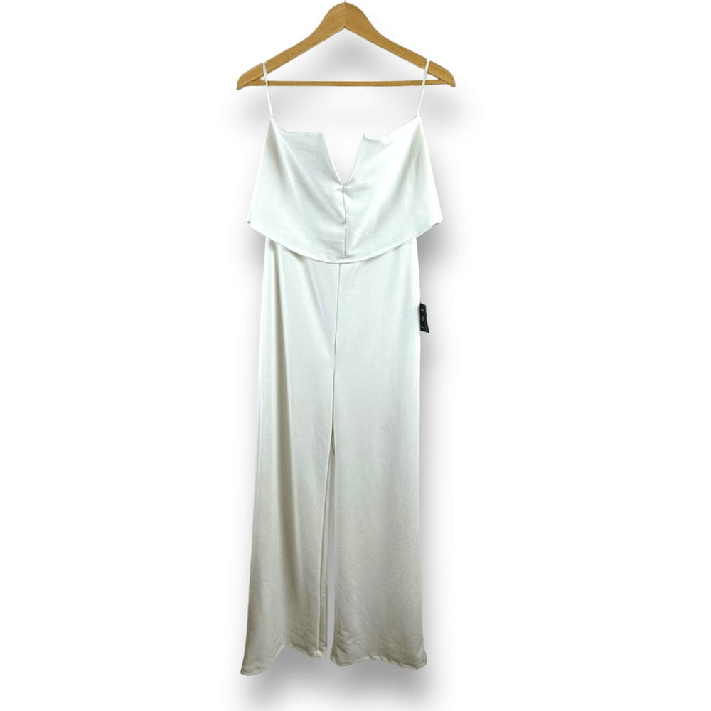 Lulus Womens L Power Of Love White Strapless Jumpsuit Coastal Bride Bachelorette
