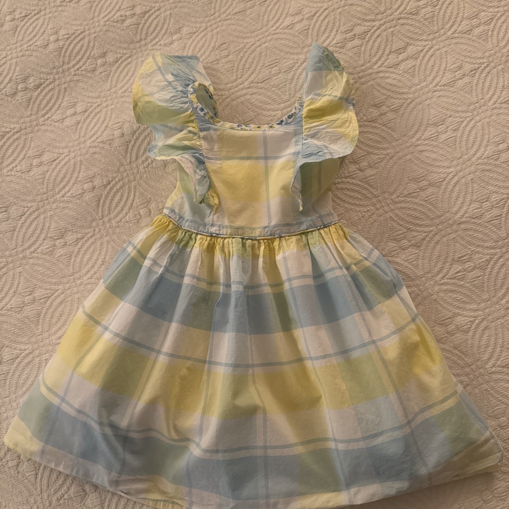 Tommy Bahama Toddler Girl Yellow Blue Plaid Dress size 2T