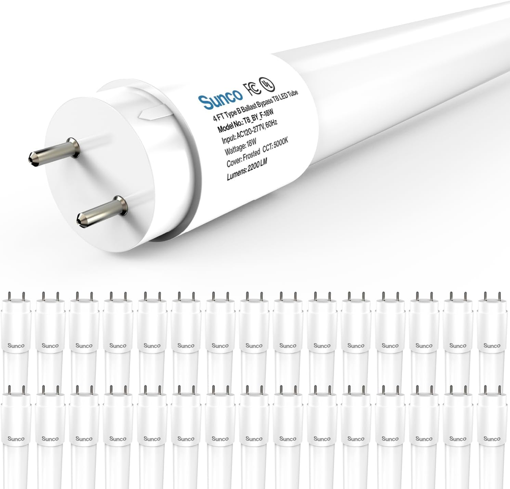 Sunco 30 Pack 4Ft LED T8 Frosted Lens Ballast Tube for Fluorescent, 18W 2200 LM,