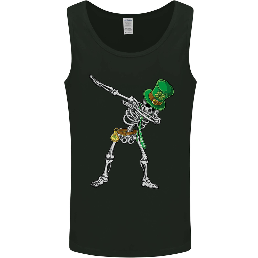 St Patricks Day Dabbing Skeleton Skull Mens Vest Tank Top