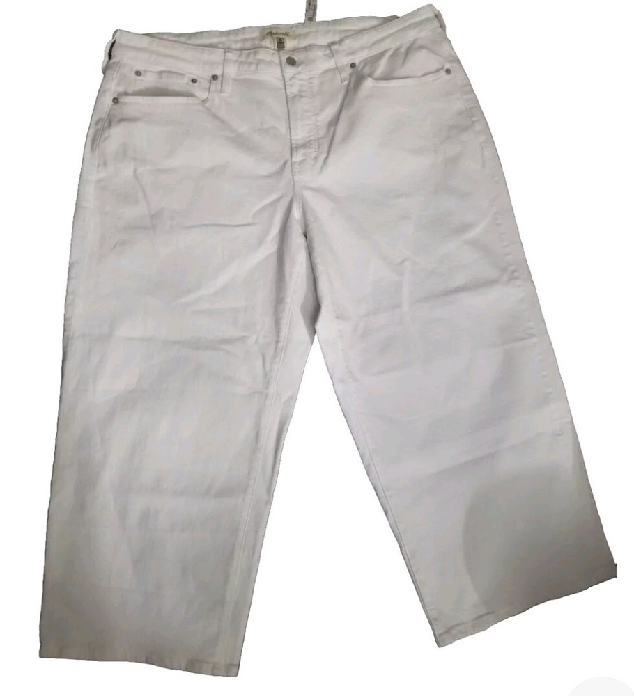 Madewell Curvy Perfect Vintage White Wide Leg Crop Jeans 20W Stretch Plus New