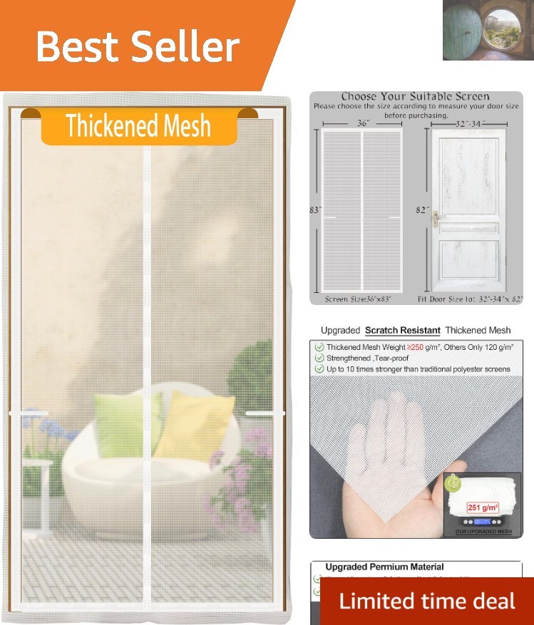 Upgraded Pet-Friendly Magnetic Door Screen - 250g/m² for High-Traffic Use