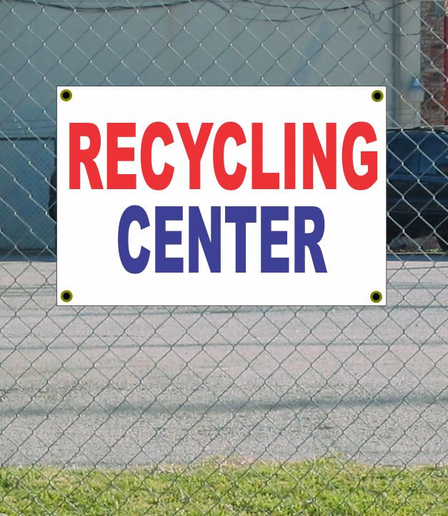 2x3 Foot Recycling Center Banner Sign - Patriotic Red, White & Blue Design - Brand New, Discounted Size & Price - Perfect for Eco-Friendly Spaces!