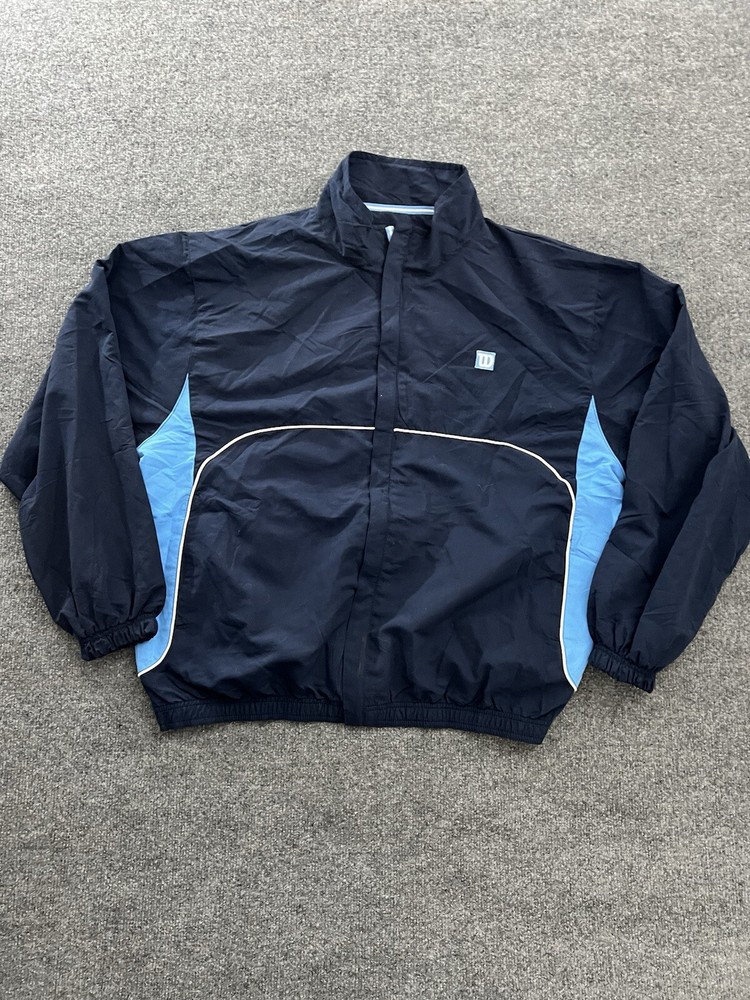 Vtg Wilson Full Zip Windbreaker Jacket Men’s Large Blue Black Sports Y2K Active