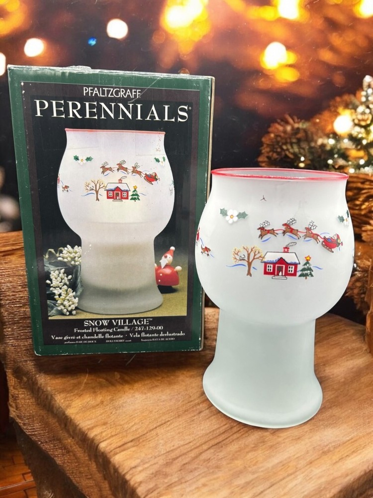Vintage 1997 Pfaltzgraff Snow Village Frosted Christmas Candle