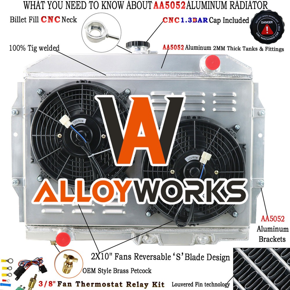 3 Rows Radiator Shroud Fan For AMC JAVELIN MATADOR AMX RAMBLER REBEL 1958-1974