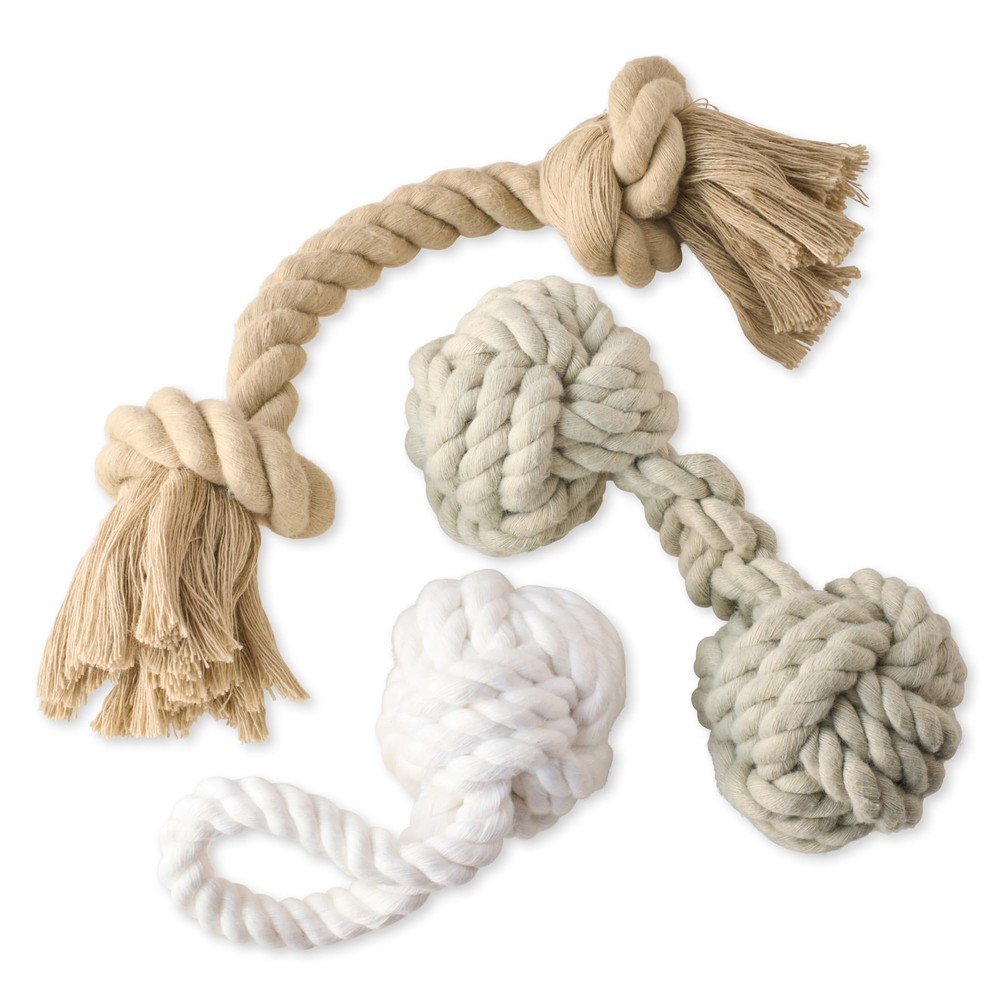 3-Pack Organic Cotton Dog Rope Pull Toys for All Pet Breeds, Desert Ombre, Size