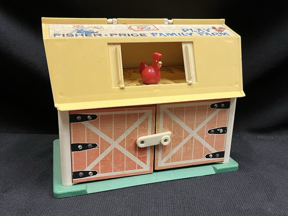 Vintage Fisher-Price Little People Play Family Farm W/ Tractor, Farmer, Boy, Dog