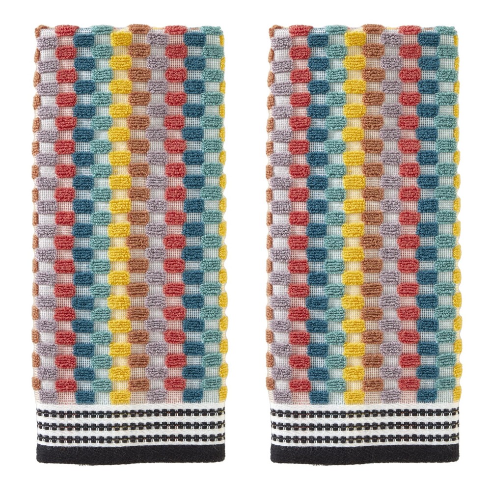 Mid-Century Modern Hand Towel Set - 2 Multicolor Towels