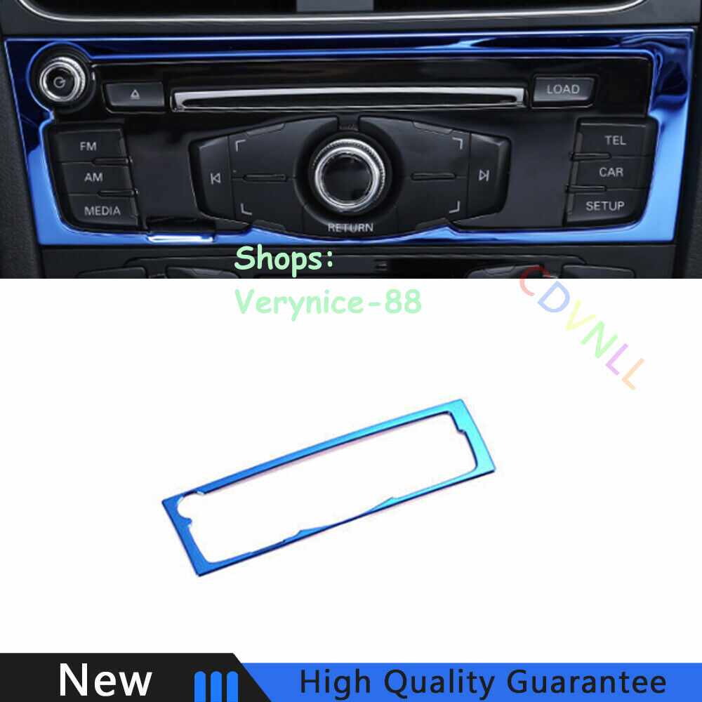 Fit For Audi A4 A5 2009-2016 Blue Steel Car Console CD Button Control Frame Trim