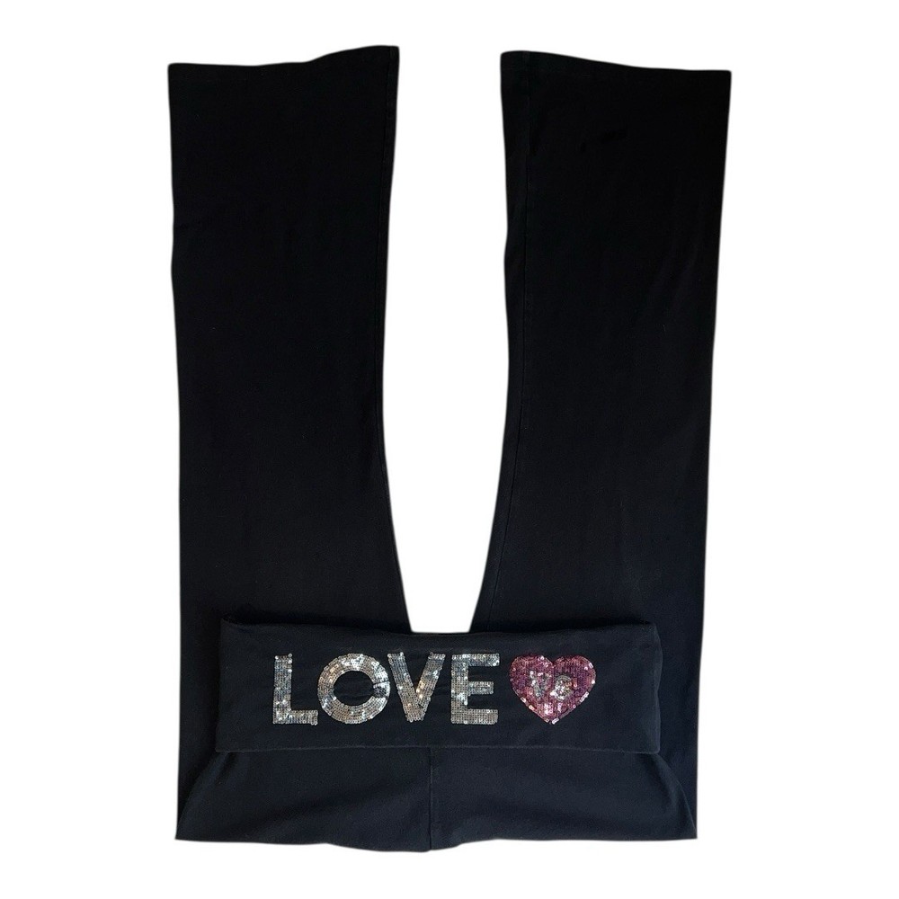 Vintage Y2K Victoria’s Secret PINK Bling “LOVE” Foldover Flare Yoga Pants – L
