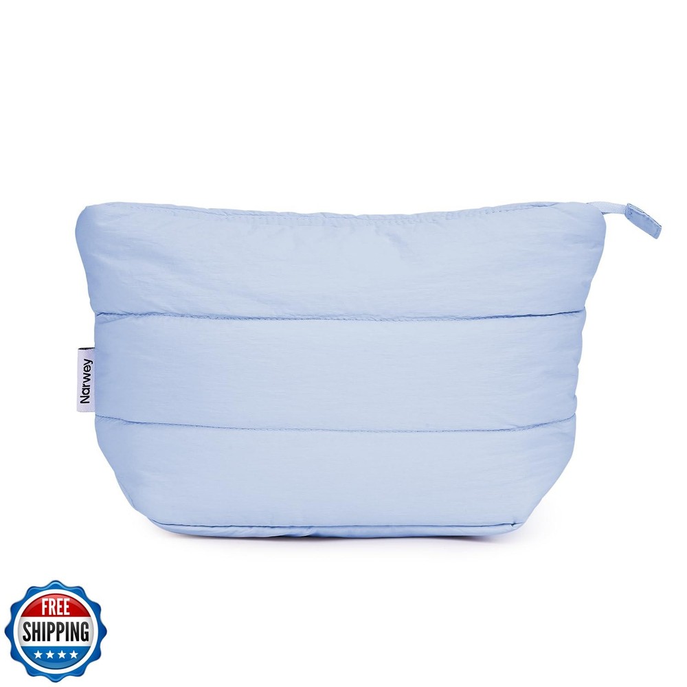 Narwey Puffy Makeup Bag for Women - Travel Cosmetic Puffer Purse Organizer