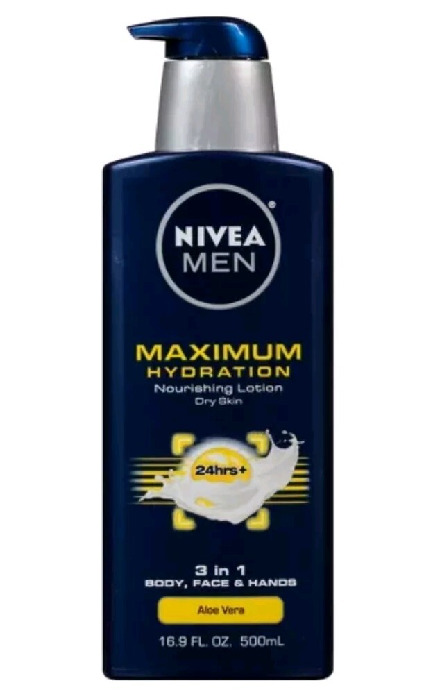 NIVEA Men Maximum Hydration 3-in-1 Lotion for Body Face Hands 16.9 Oz
