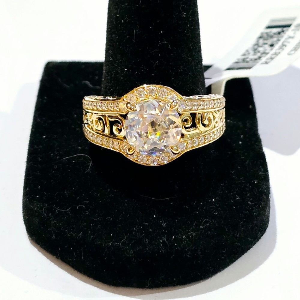 Yellow Gold Bella Luce Rose Cut White CZ Ring Size 10
