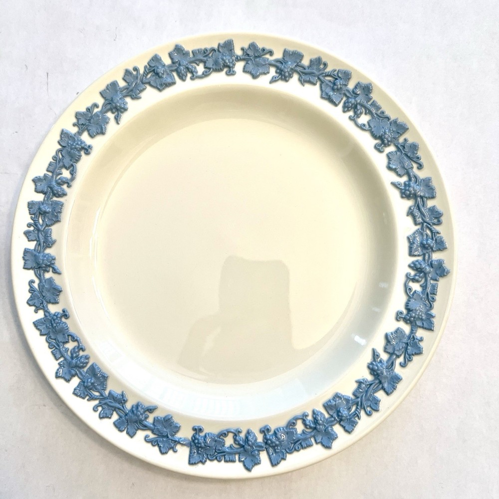 PRICE DROP Vintage Wedgewood Queen's Ware Embossed Plate Cream-Blue Grapevine