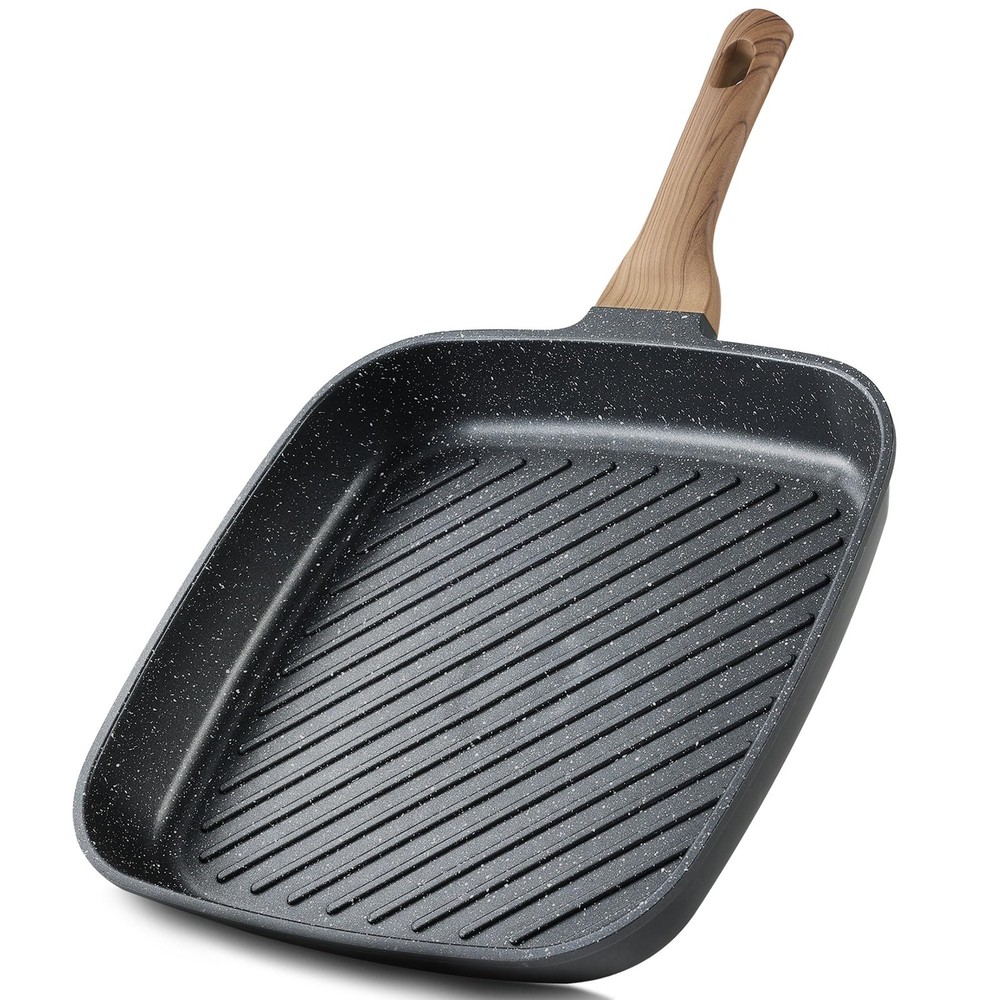 11 Inch Nonstick Grill Pan for Steak - Premium Granite Nonstick Coating, Squa...