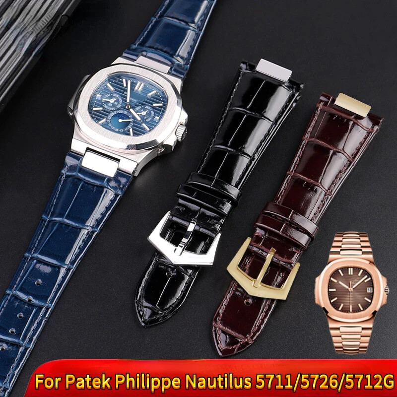 Patek Philippe Nautilus 5711 5726 5712G Genuine Leather Watch Strap 25x13mm