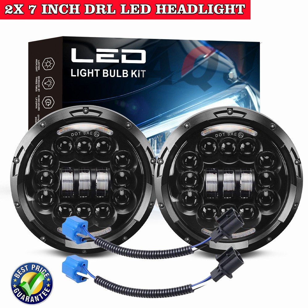 2x 7-inch DOT LED Headlights High Low Beam for Chevy C10 C20 Pickup