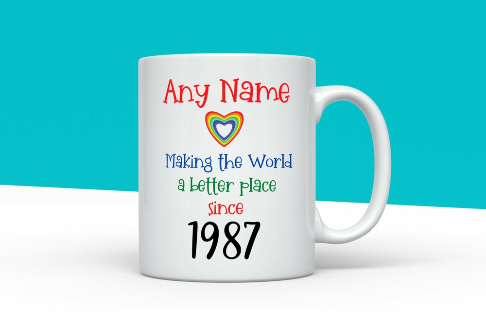 Personalised 34th Birthday Mug Making The World A Better Place Since 1987 Happy