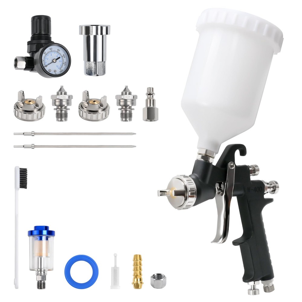LVLP Air Spray Gun with 1.3/1.5/1.7mm Nozzles and Paint Sprayer Accessories, ...