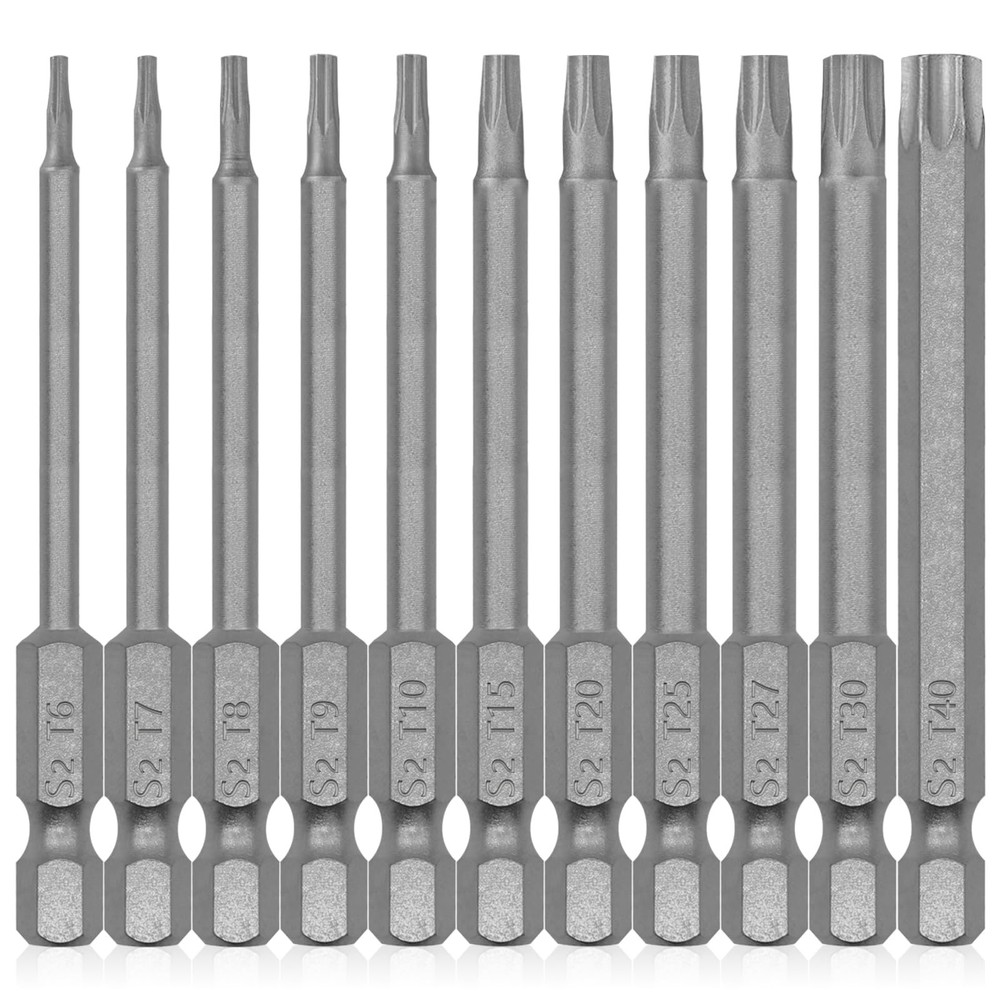 11-Piece Magnetic Torx Bit Set in S2 Steel with 3-Inch Security Bits