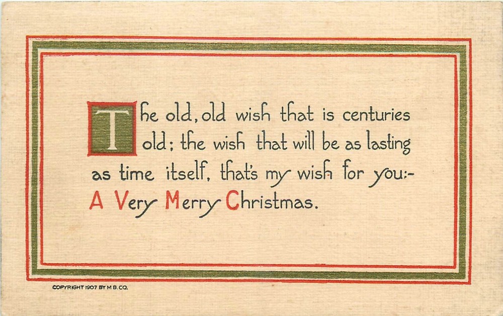c1905 Arts & Crafts Merry Christmas Saying undivided Postcard 26-116
