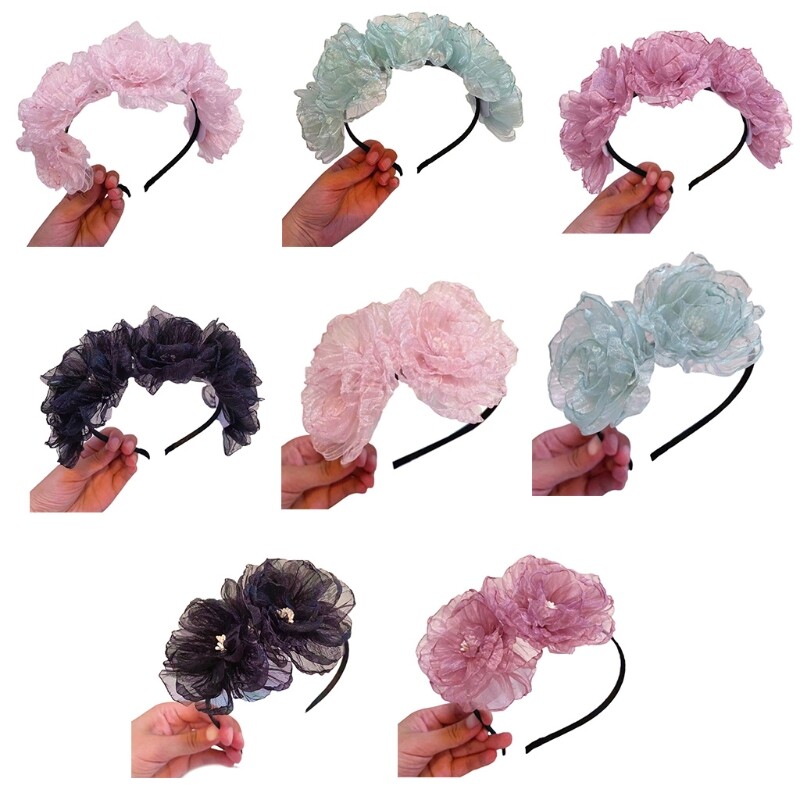 Lace Flower Hairband Retro Headband for Daily Wear and Photo Props  
