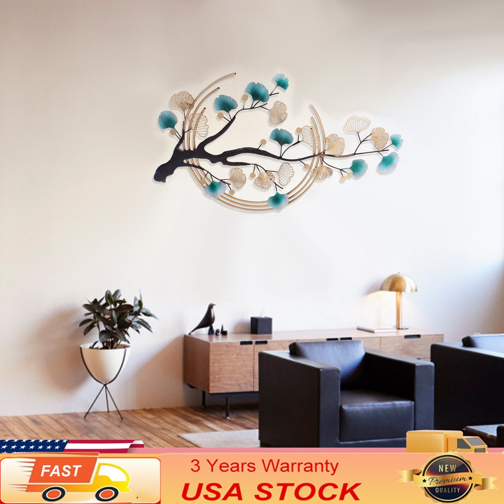 Modern Luxury Metal Wall Nature Art 3D Ginkgo Tree Leaf Metal Wall Decoration