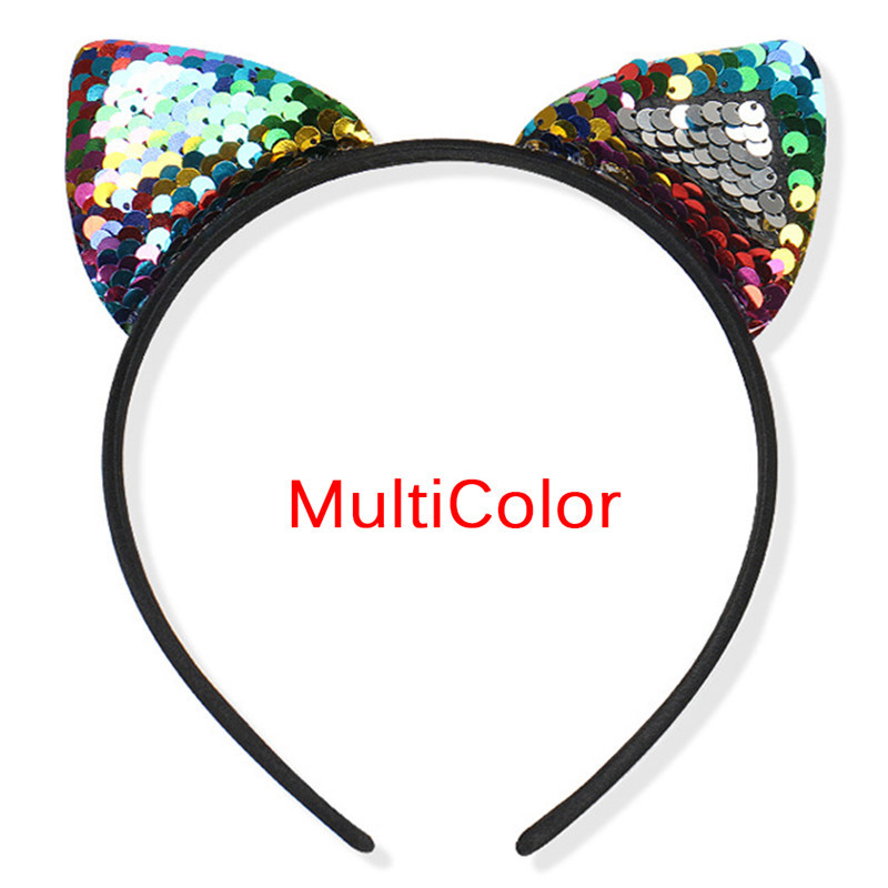 Sequins Cat Ear Headband for Women Girls Cosplay Party Gifts