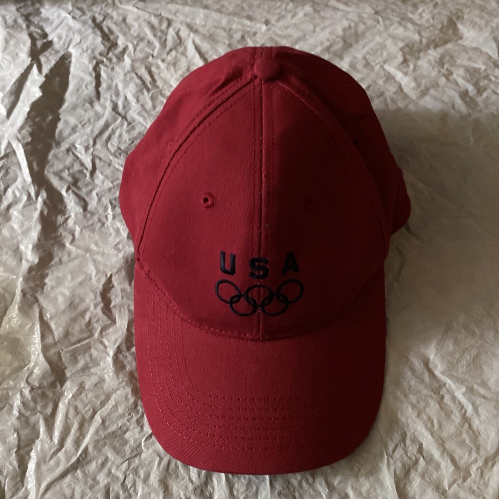 USA Olympics Hat Cap Adult Strapback Red Adjustable Team Apparel Logo Mens