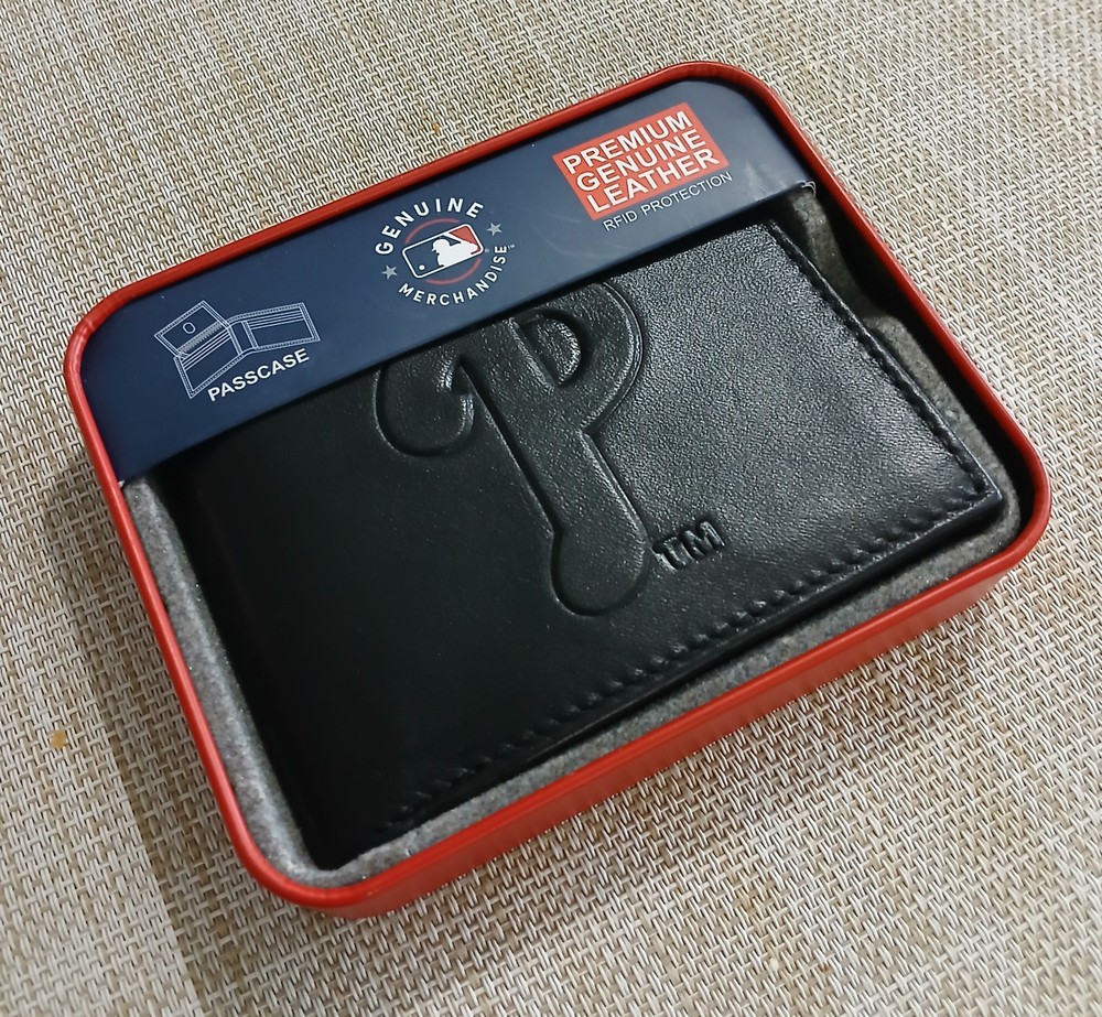 Philadelphia Phillies Laser Engraved Black Tri-Fold MLB Wallet by Rico Industries  