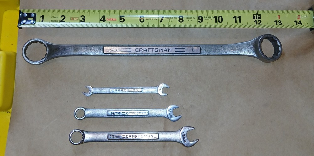Vintage Craftsman Wrench Set of 4 Sizes 15/16 1 1/4 5/16 13mm 10mm