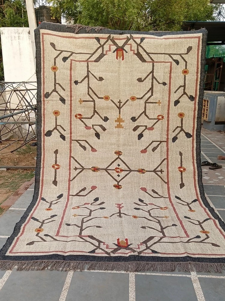 Rug Natural Handwoven Wool Jute Rug, Vintage Kilim Rug, Traditional kilim Rugs