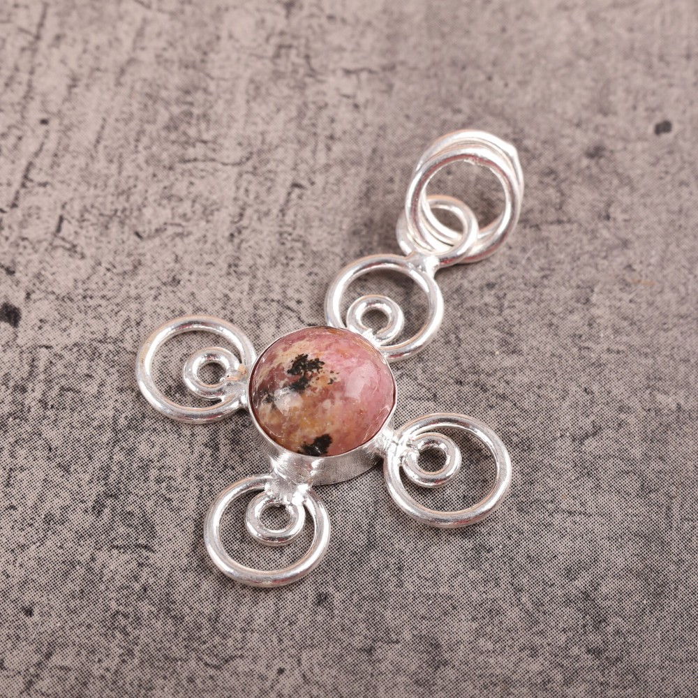 Black Rhodonite Minimalist Mother Cyber Monday Gift Fine Pendant Sterling Silver-image