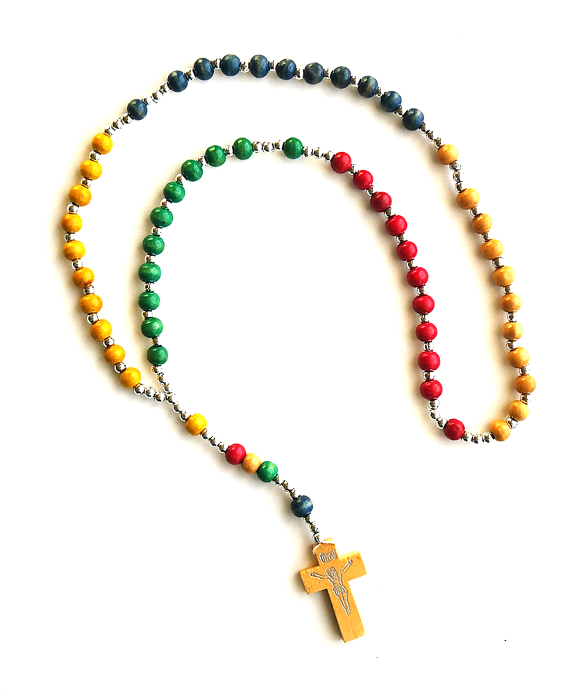 4-Color Wooden Rosary Beads - Compact & Devotional