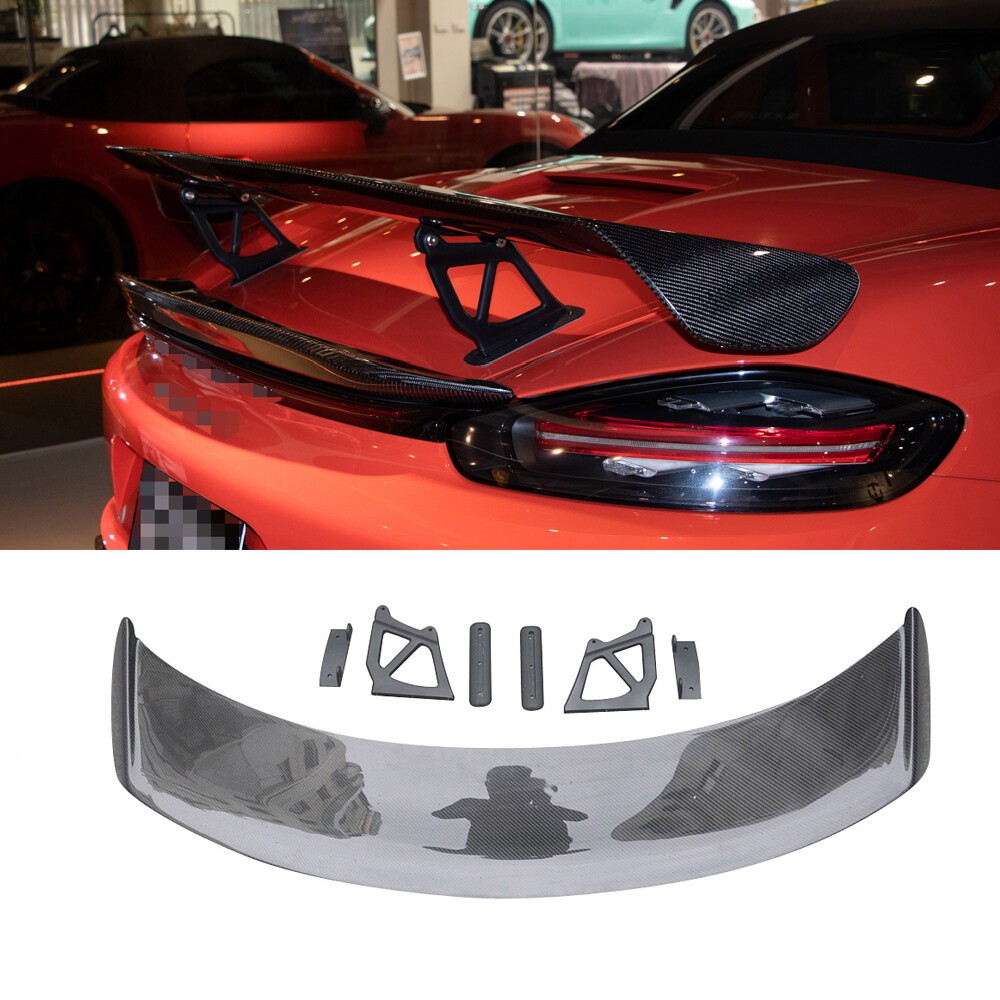 For Porsche 718 Cayman Boxster 16+ Carbon Fiber GT4 Type Rear Trunk Wing Spoiler
