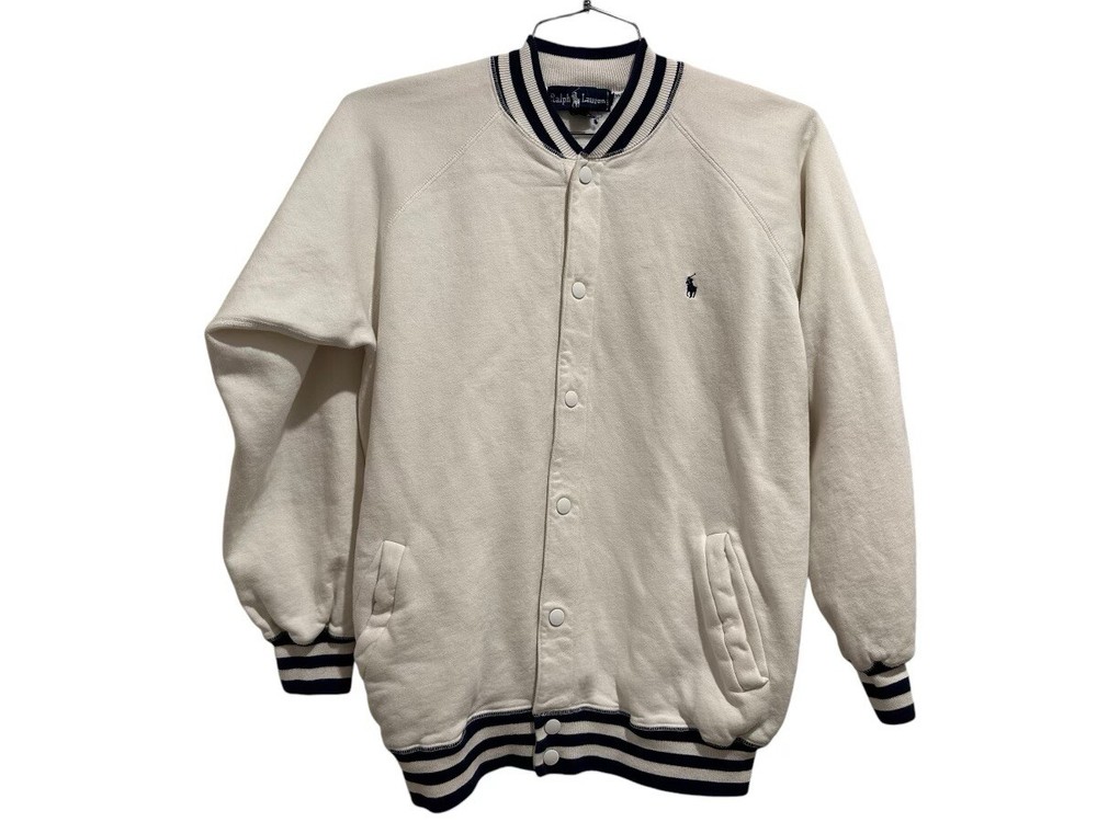 Polo Ralph Lauren Fleece Baseball Jacket White Men’s Size Medium