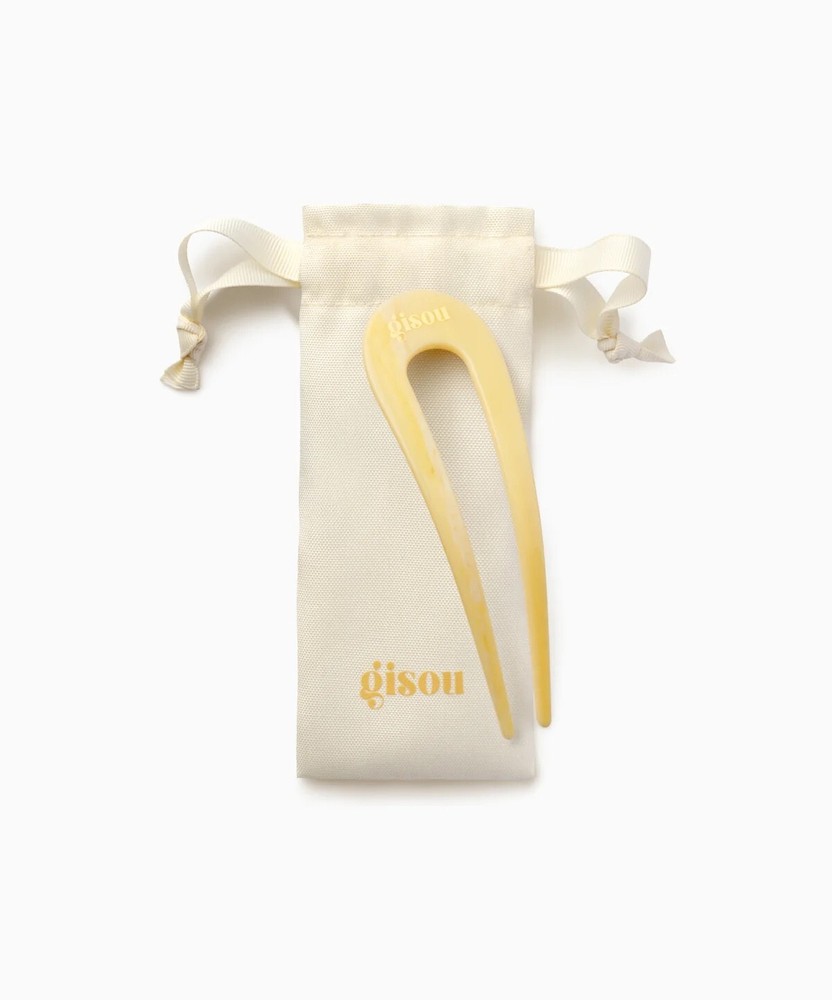Gisou Honey Gloss Yellow Acetate French Hair Pin + Dust Bag + Hair Oil 0.7 oz