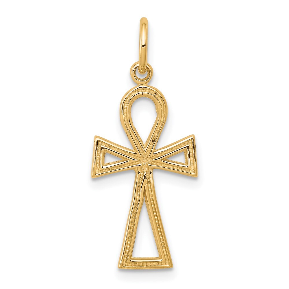 10K Yellow Gold Ankh Cross Charm Pendant 0.75gm L-27 mm, W-11mm