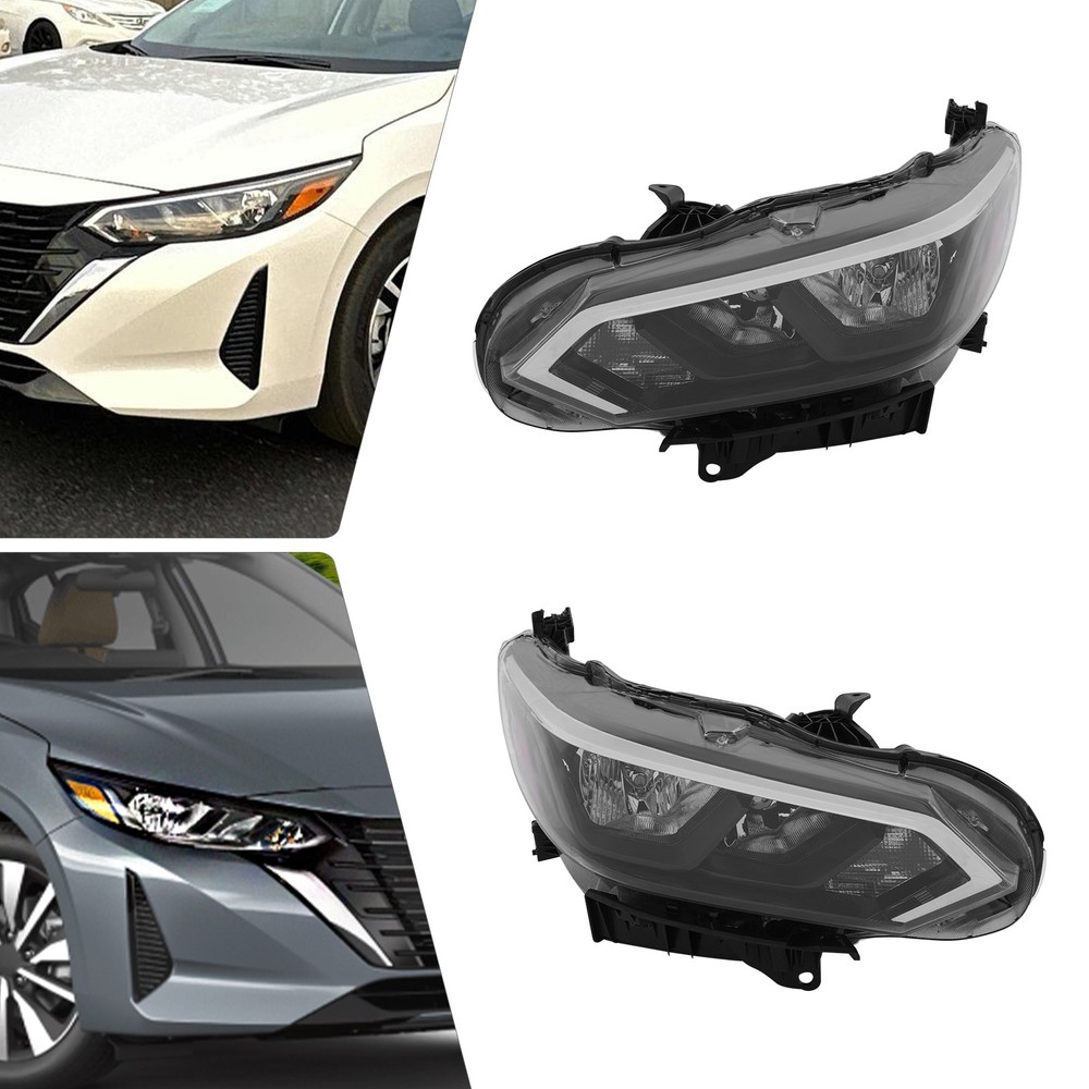 For 2024-2025 Nissan Sentra S/SV Halogen Headlights Headlamps [4-Pins] Pair Set