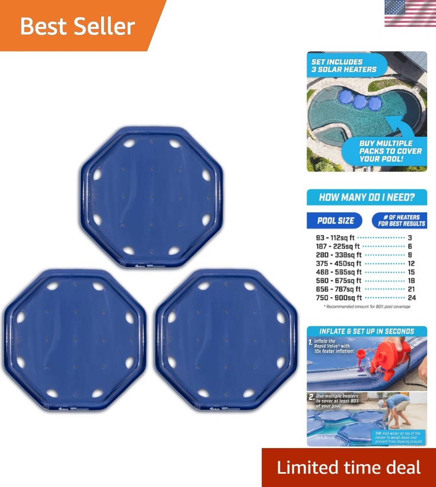 3 Pack Inflatable Solar Pool Heaters Modern Flat Polyethylene Heating System