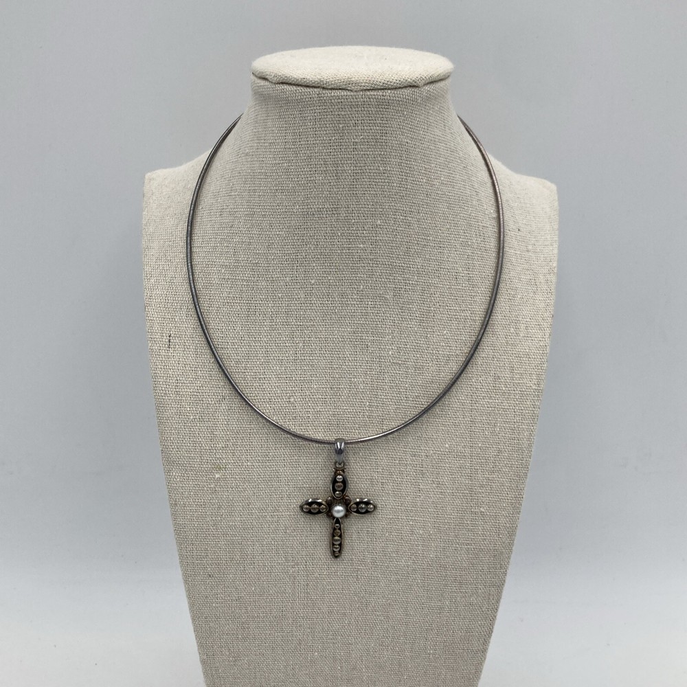 SILPADA SET-Sterling Silver Pearl Cross Pendant On Sterling Necklace S0971