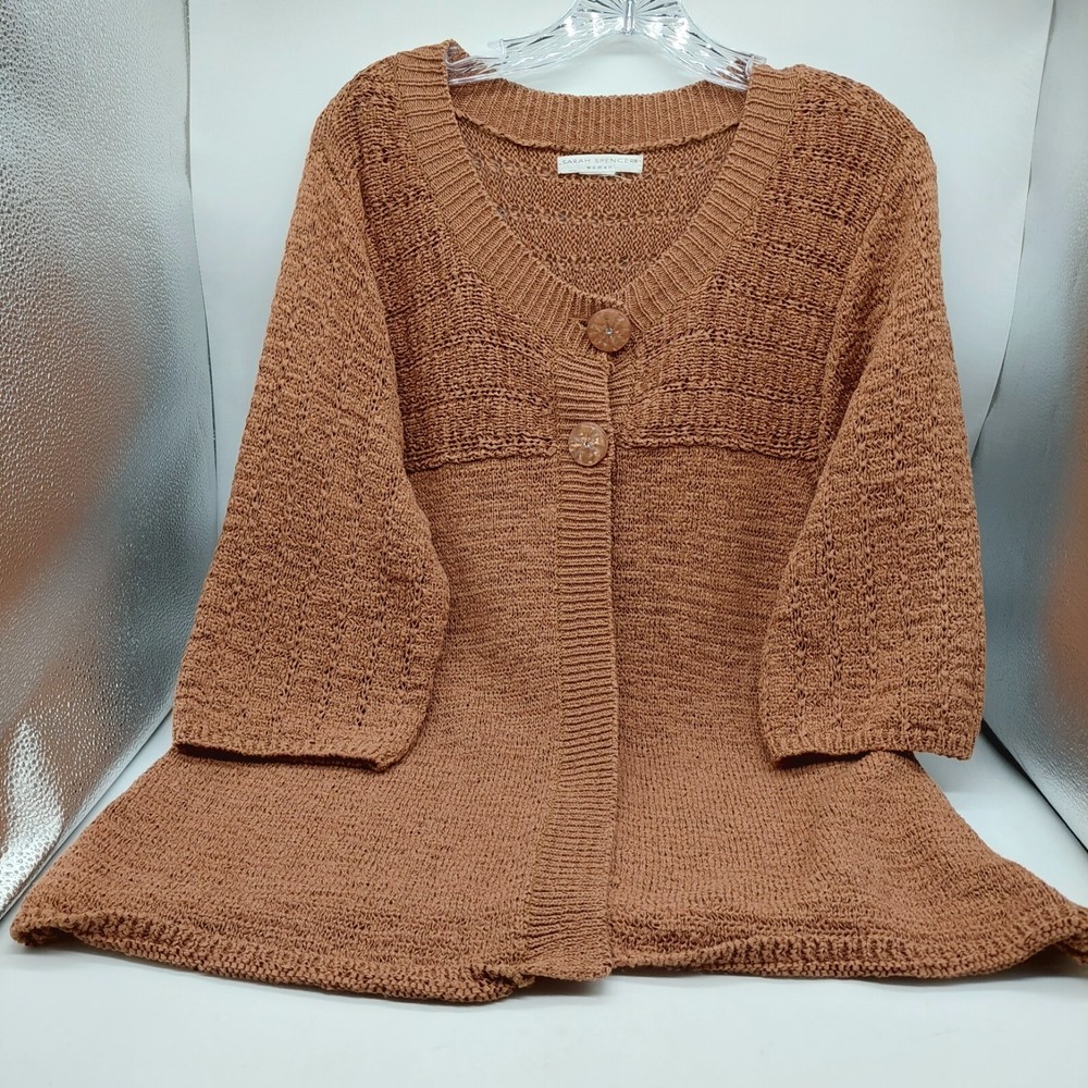 Sarah Spencer Brown Cardigan Sweater for Women Size Large with 2 Buttons